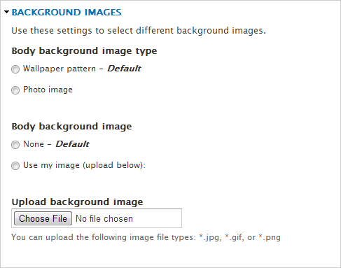 Theme Options for Background Images